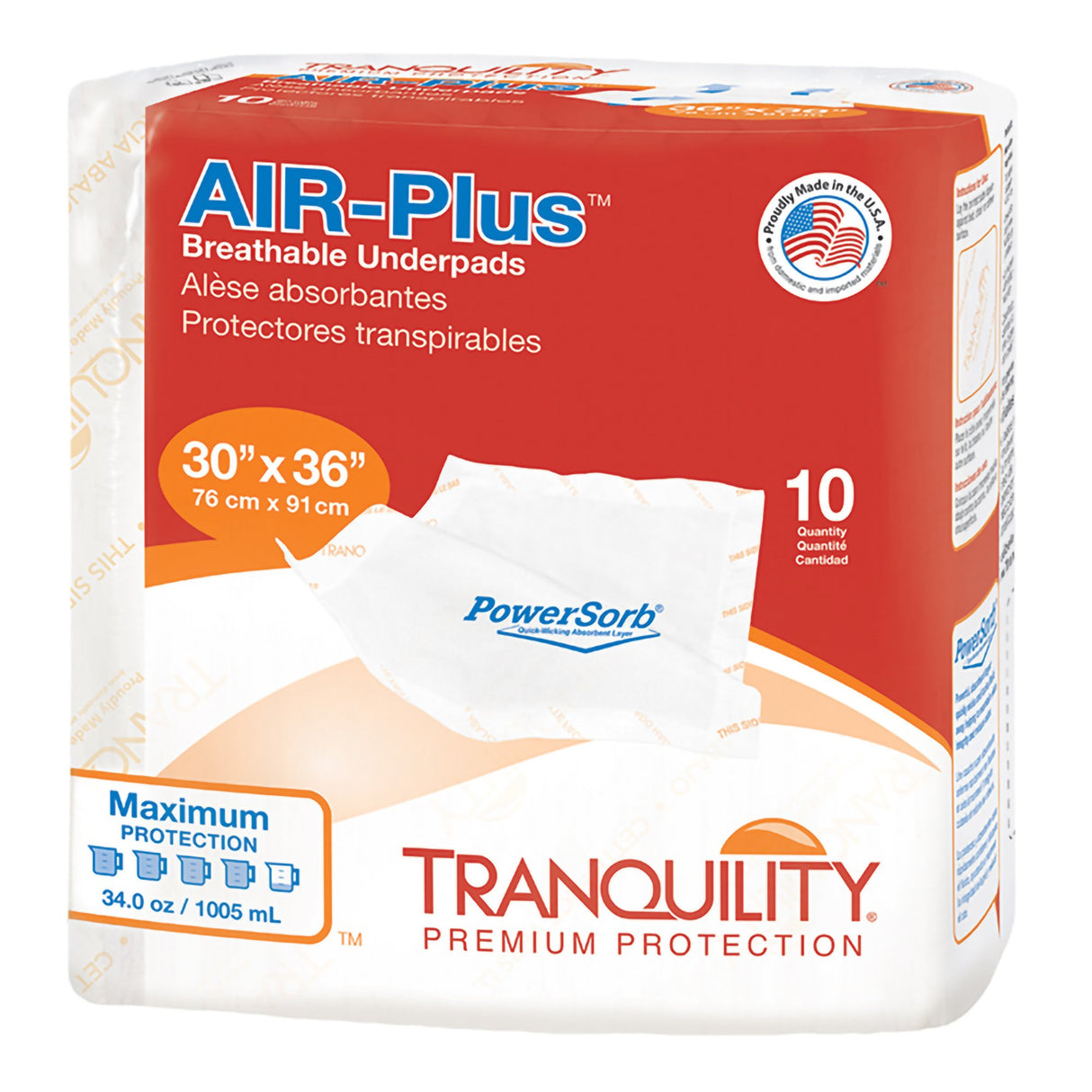 Disposable Underpad Tranquility® AIR-Plus™ 30 X 36 Inch Powersorb® Material Heavy Absorbency - BeHope