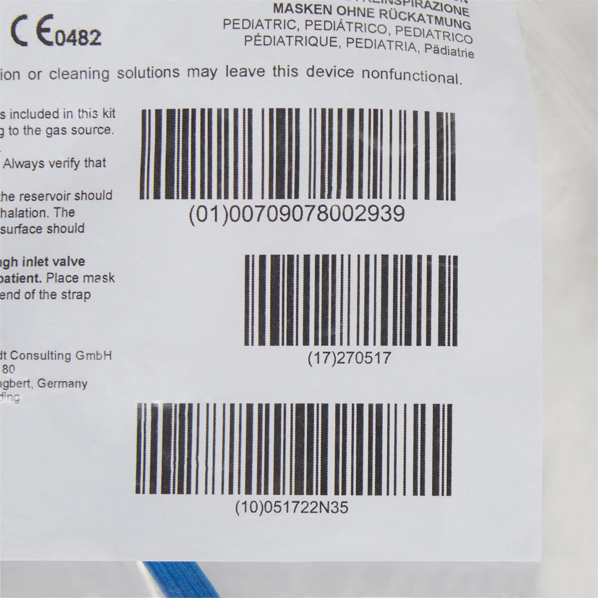 NonRebreather Oxygen Mask McKesson Elongated Style Pediatric Adjustable Head Strap - BeHope