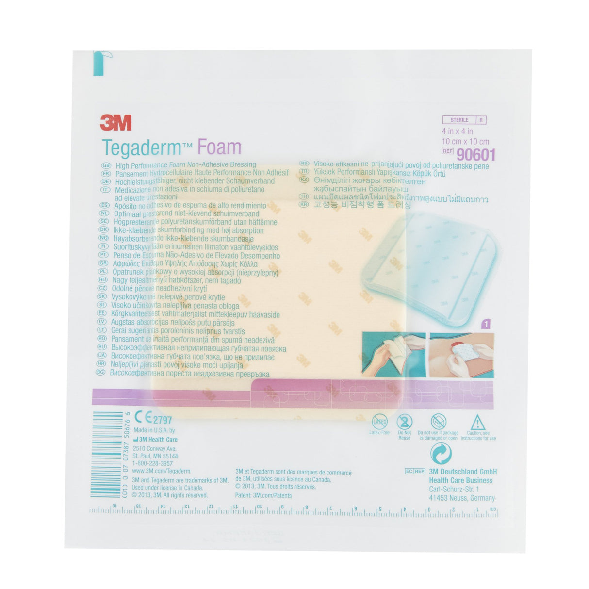 Foam Dressing 3M™ Tegaderm™ High Performance 4 X 4 Inch Without Border Film Backing Nonadhesive Square Sterile - BeHope