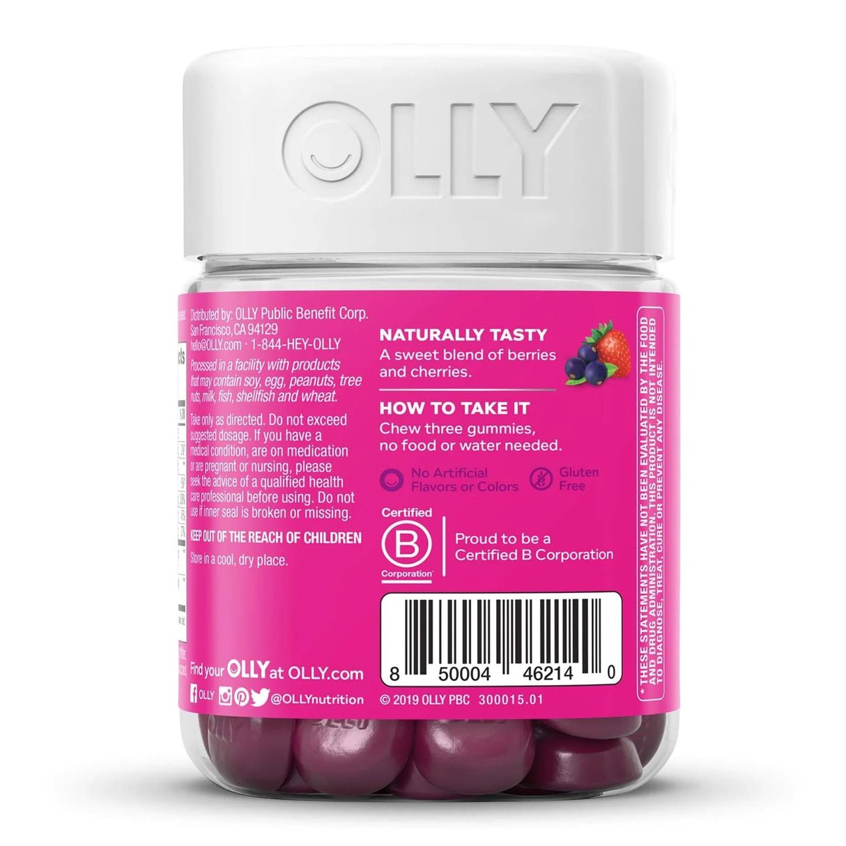 Dietary Supplement OLLY® Active Immunity+Elderberry Echinacea / Black Elderberry Extract / Zinc / Vitamin C 40 mg - 65 mg - 5 mg - 180 mg Strength Gummy 45 per Bottle Berry Brave Flavor - BeHope