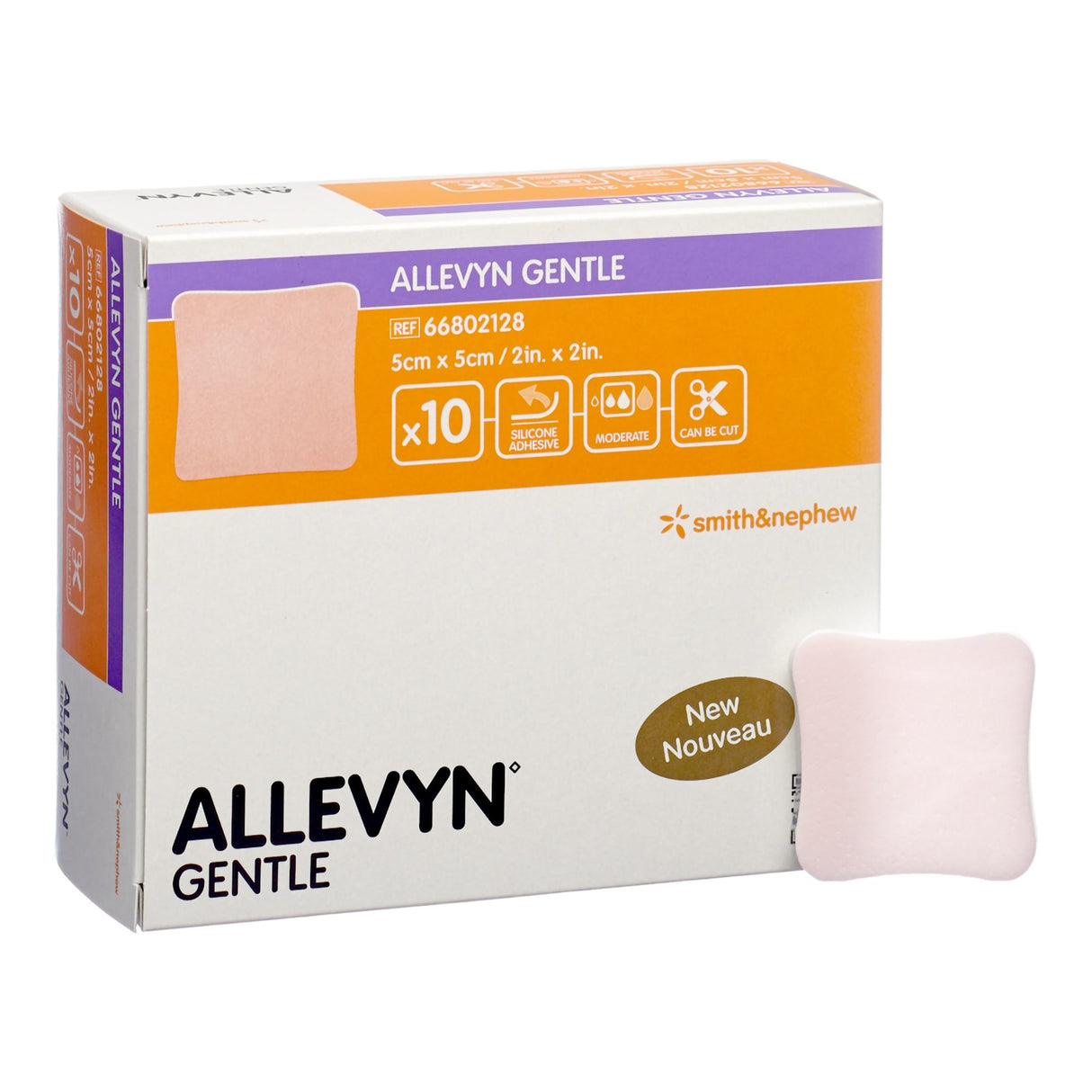 Foam Dressing Allevyn Gentle 2 X 2 Inch Without Border Film Backing Silicone Adhesive Square Sterile - BeHope