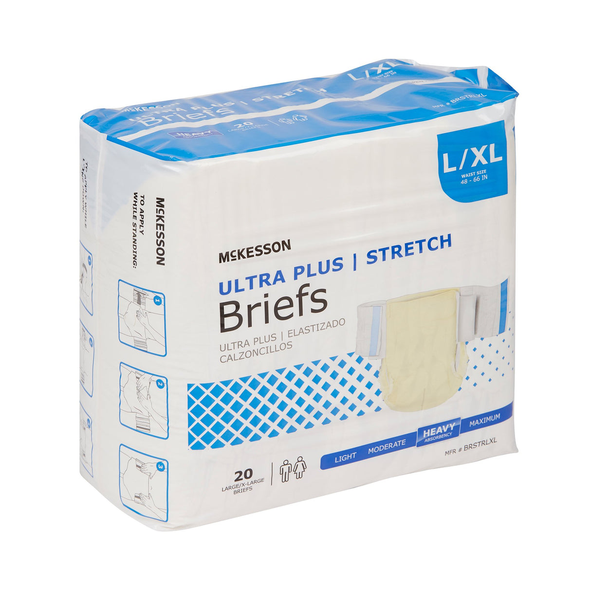 Unisex Adult Incontinence Brief McKesson Ultra Plus Stretch Large / X-Large Disposable Heavy Absorbency - BeHope