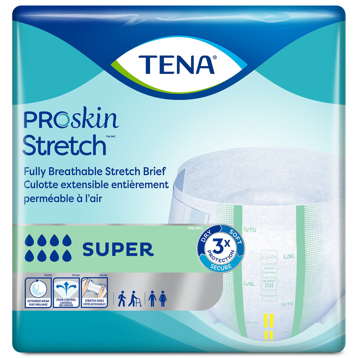 Unisex Adult Incontinence Brief TENA ProSkin Stretch™ Super Medium Disposable Heavy Absorbency - BeHope
