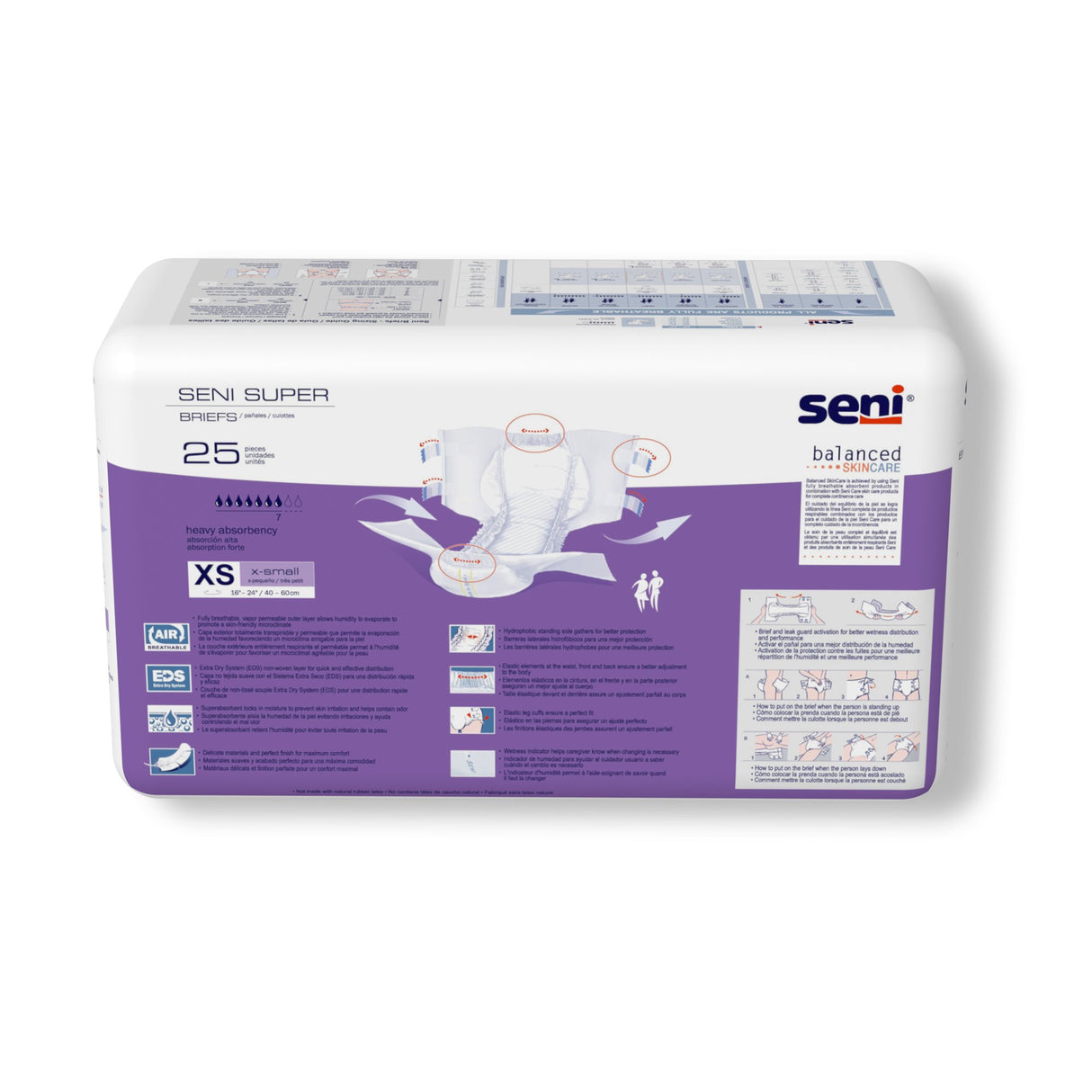 Unisex Adult Incontinence Brief Seni® Super X-Small Disposable Heavy Absorbency - BeHope