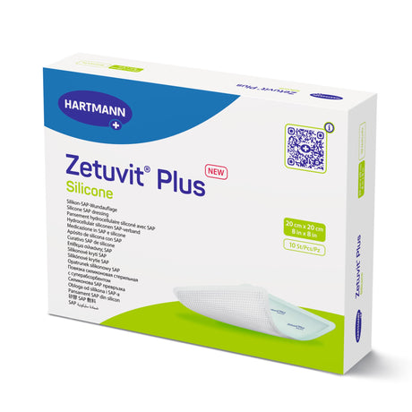 Super Absorbent Dressing Zetuvit® Plus Silicone Silicone Adhesive 8 X 8 Inch Square - BeHope