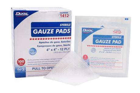 Gauze Sponge Dukal™ 4 X 4 Inch 12-Ply Sterile 1 per Pack - BeHope