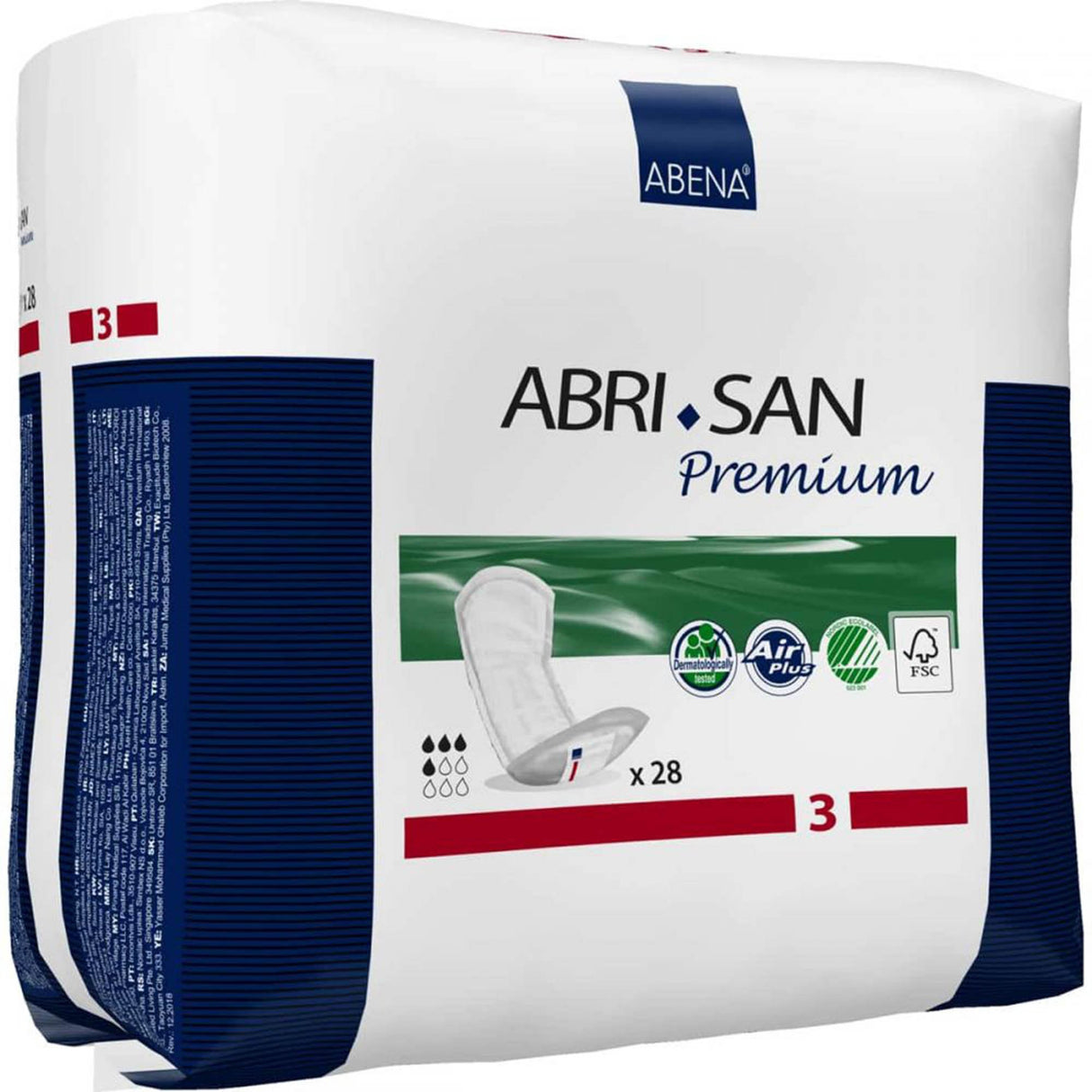 Bladder Control Pad Abri-San™ Premium #3 12 Inch Length Moderate Absorbency Fluff / Polymer Core One Size Fits Most - BeHope