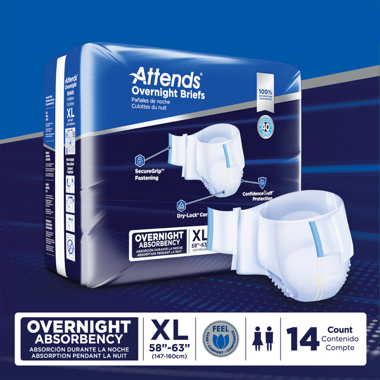 Unisex Adult Incontinence Brief Attends® Overnight X-Large Disposable Heavy Absorbency - BeHope