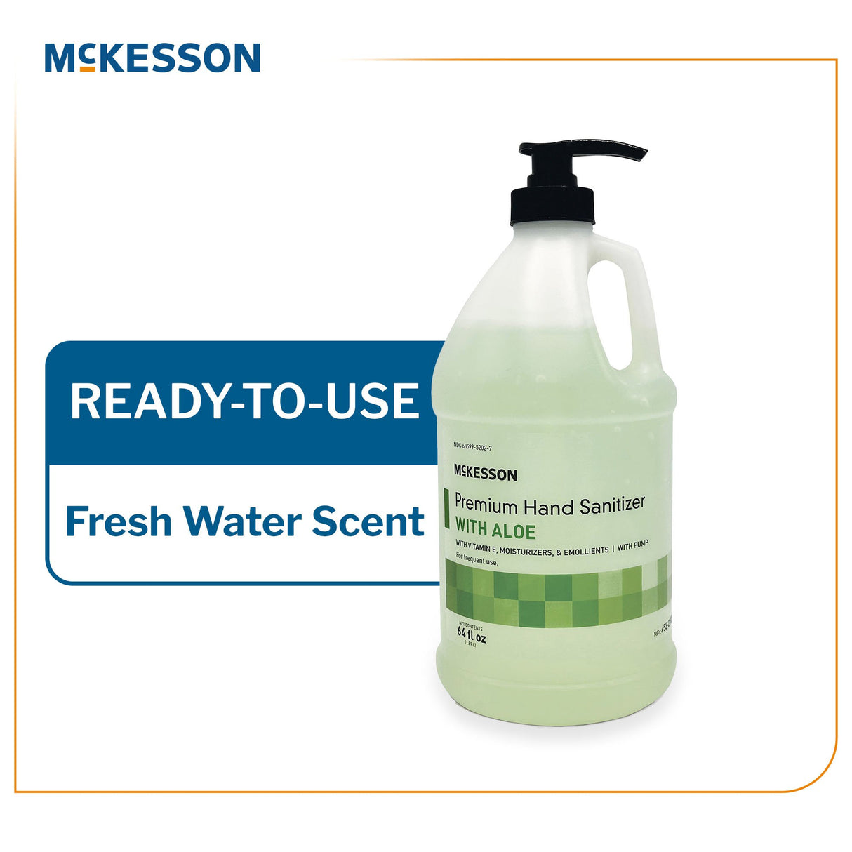 Hand Sanitizer with Aloe McKesson Premium 64 oz. Ethyl Alcohol Gel Pump Bottle - BeHope