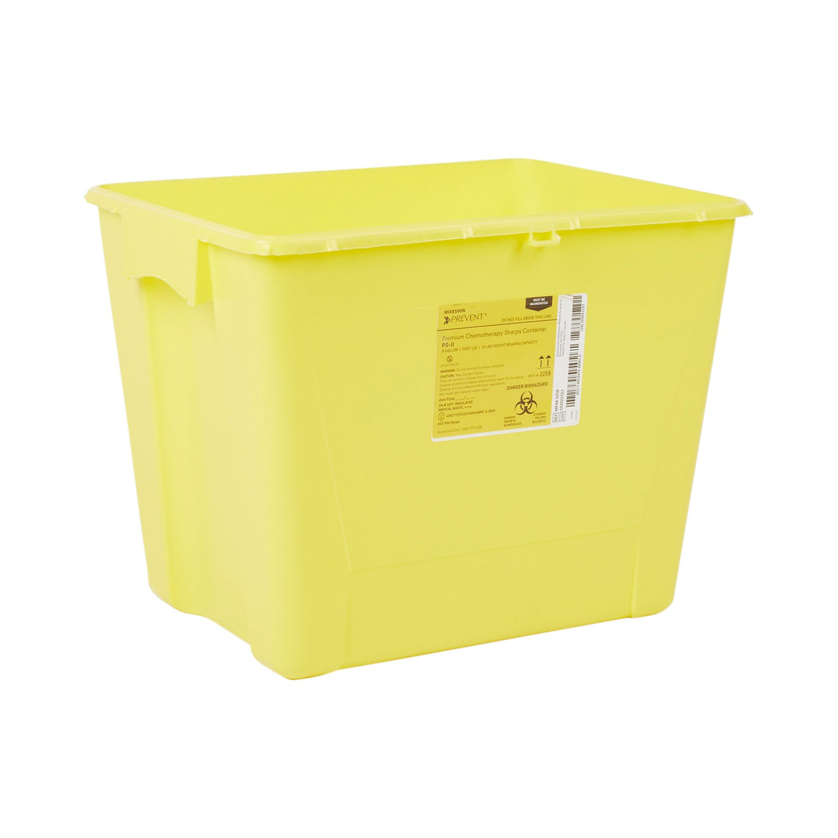 Chemotherapy Waste Container McKesson Prevent® Yellow Base 13-1/2 H X 17-3/10 W X 13 L Inch Vertical Entry 8 Gallon - BeHope