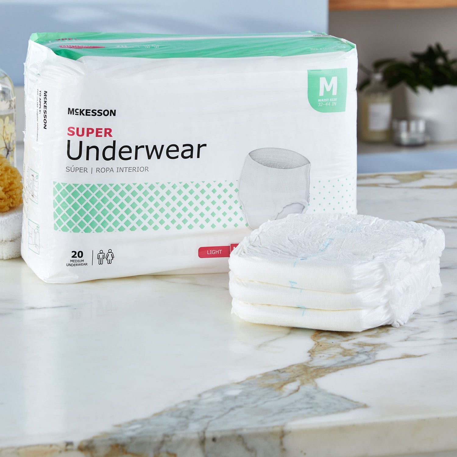 Unisex Adult Absorbent Underwear McKesson Pull On with Tear Away Seams Medium Disposable Moderate Absorbency - BeHope