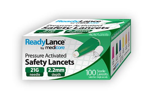 Safety Lancet ReadyLance™ 21 Gauge Retractable Pressure Activated Finger - BeHope