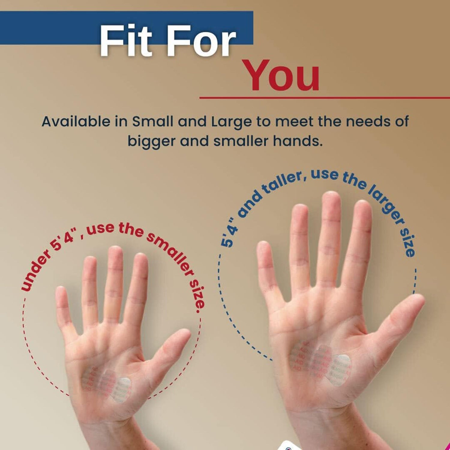 Hand-Based Carpal Tunnel Support Carpal AID® Patch Plastic Left or Right Hand Clear Large - BeHope