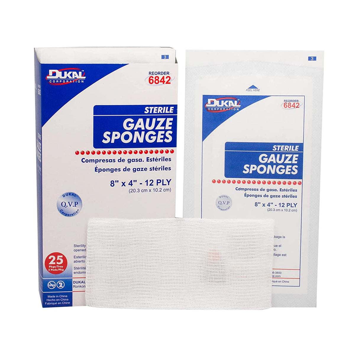 Gauze Sponge Dukal™ 4 X 8 Inch 12-Ply Sterile 2 per Pack - BeHope
