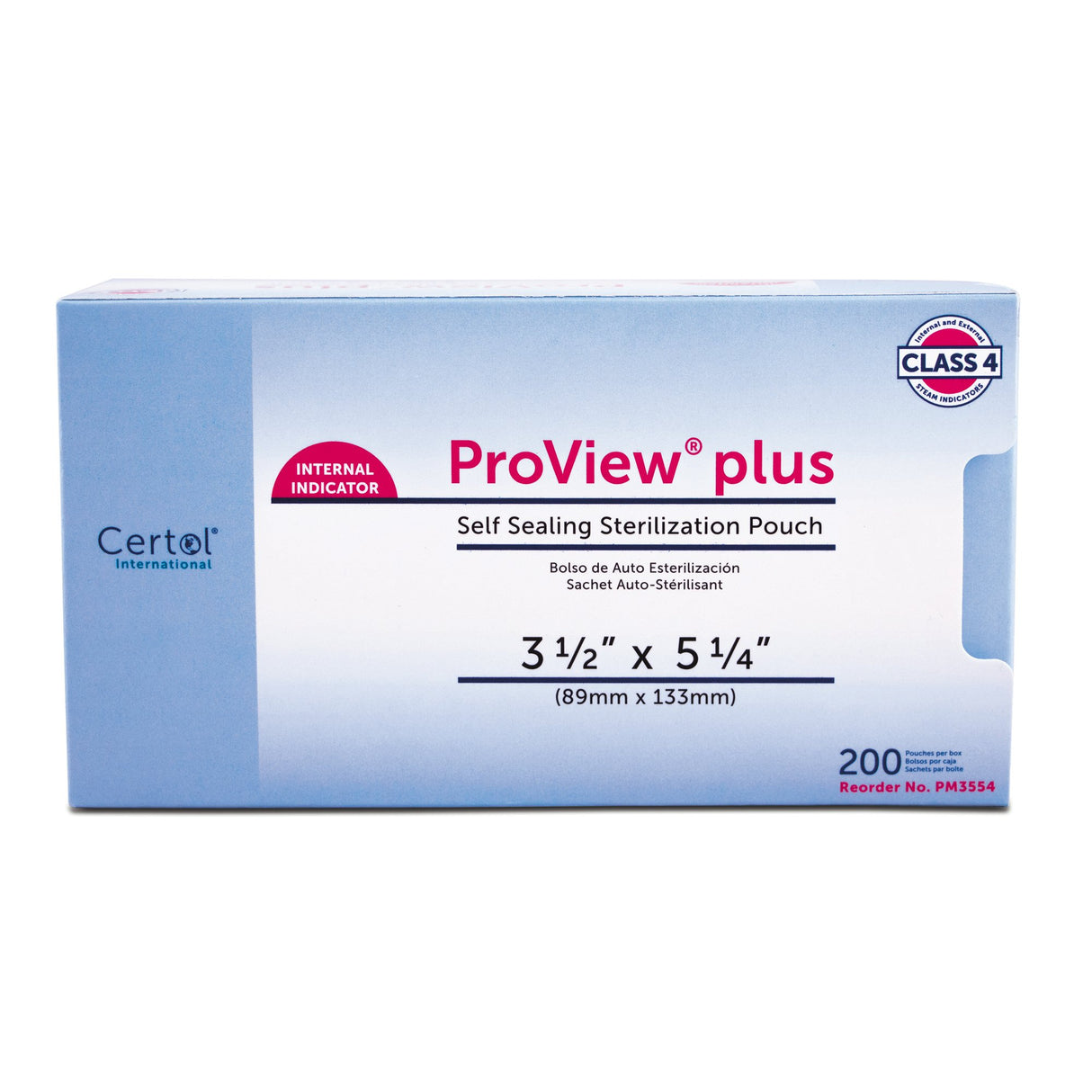 Sterilization Pouch ProView® plus Gas / Steam / Chemical Vapor 3-1/2 X 5-1/4 Inch Transparent / Blue Self Seal Paper / Film - BeHope