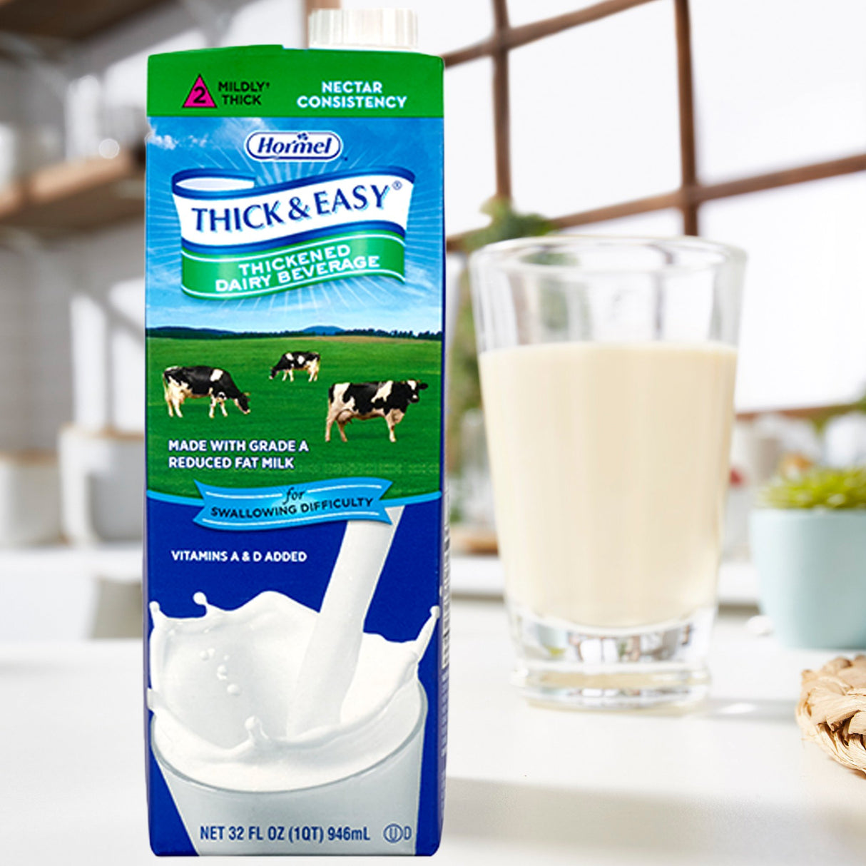 Thickened Beverage Thick & Easy® Dairy 32 oz. Carton Milk Flavor Liquid IDDSI Level 2 Mildly Thick - BeHope