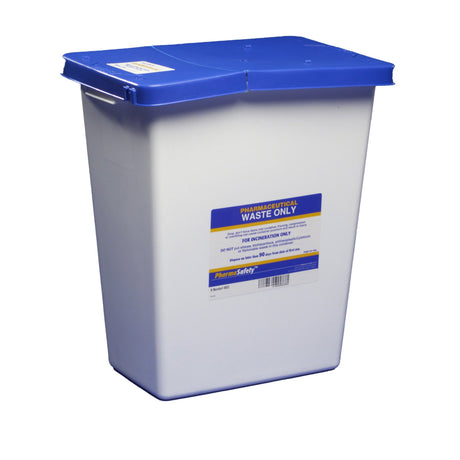 Pharmaceutical Waste Container PharmaSafety™ White Base 17-3/4 H X 11 W X 15-1/2 D Inch Vertical Entry 8 Gallon - BeHope