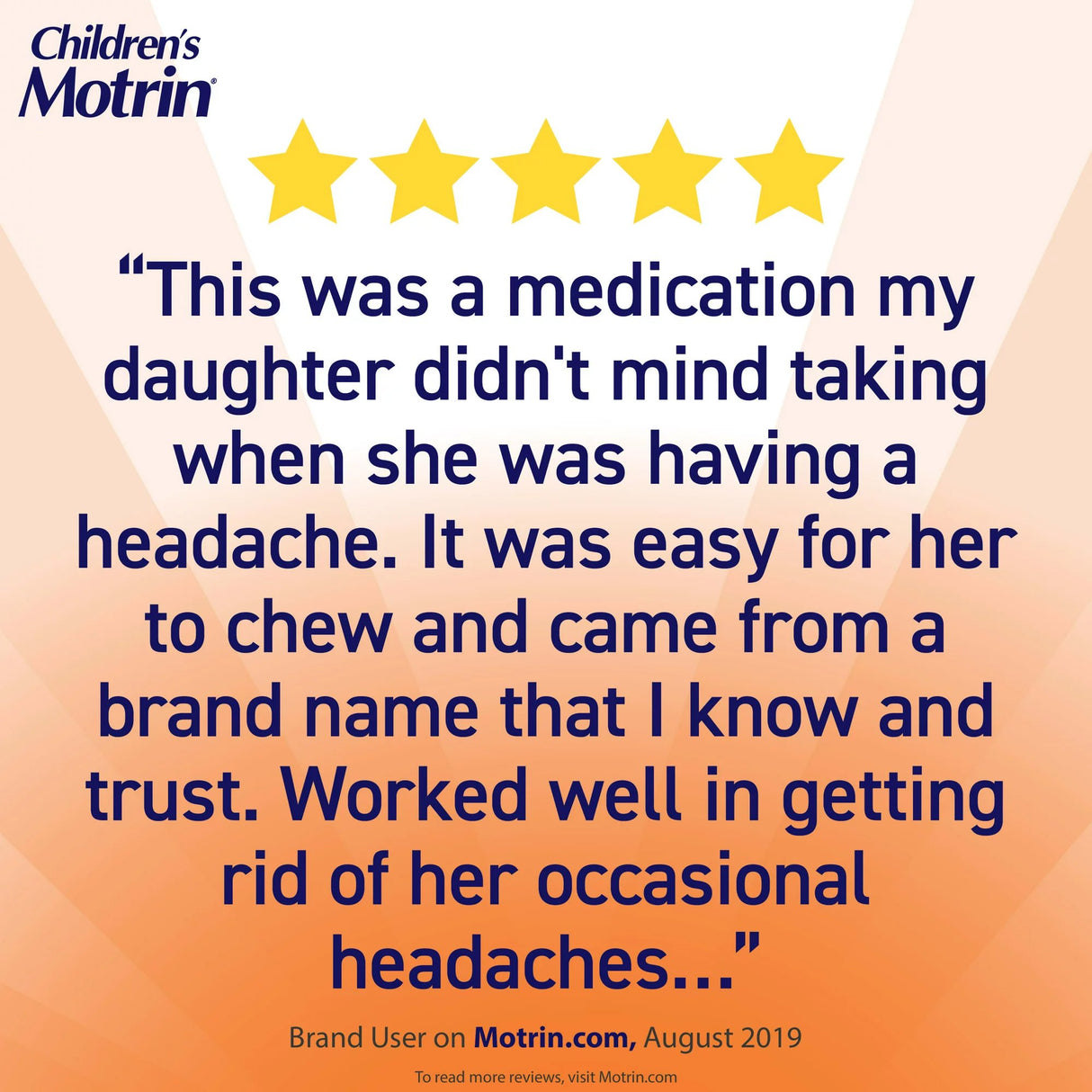 Children's Pain Relief Motrin® 100 mg Strength Ibuprofen Chewable Tablet 24 Per Bottle - BeHope