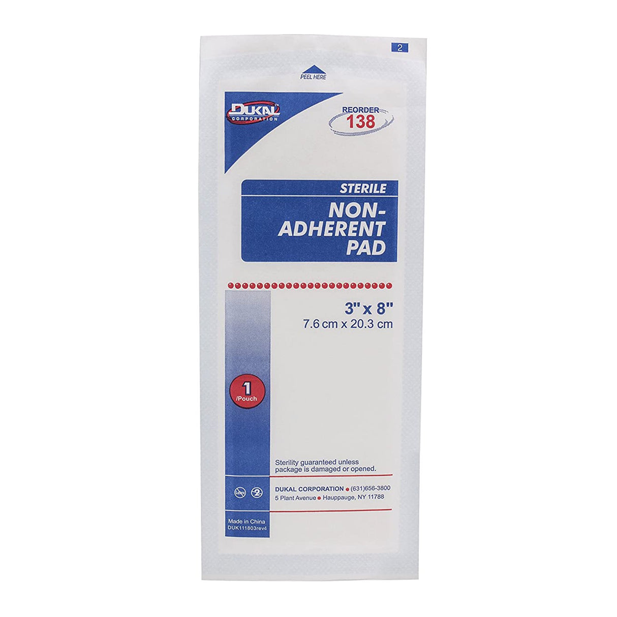 Non-Adherent Dressing Dukal™ 3 X 8 Inch Sterile 1 per Pack - BeHope