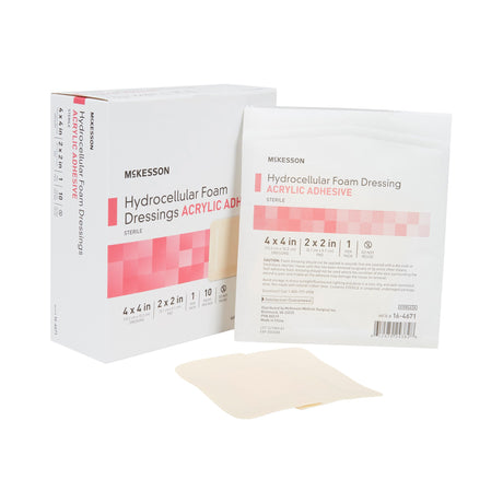 Foam Dressing McKesson 4 X 4 Inch With Border Film Backing Acrylic Adhesive Square Sterile - BeHope