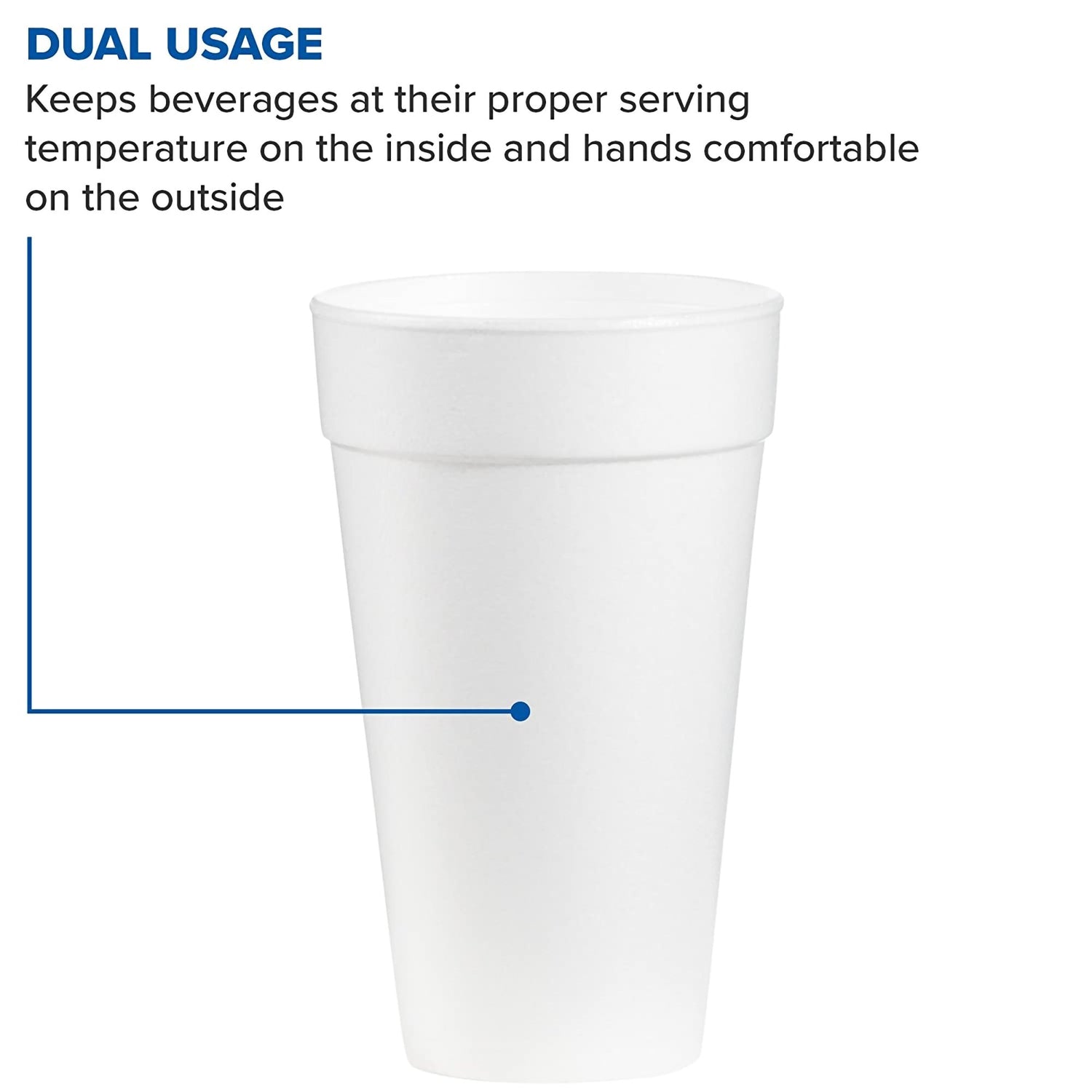 Insulated Drinking Cup WinCup® 20 oz. White Styrofoam Disposable - BeHope