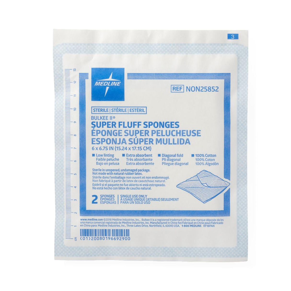 Fluff Dressing Bulkee II® 6 X 6-3/4 Inch 6-Ply Sterile 2 per Pack - BeHope