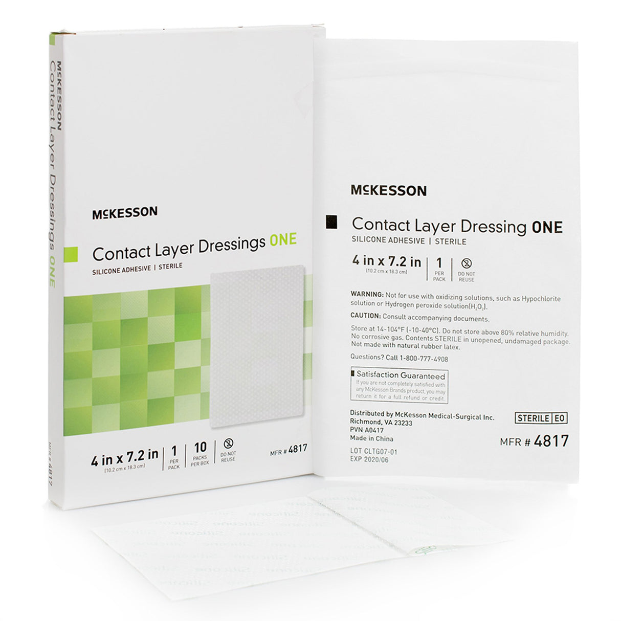 Wound Contact Layer Dressing McKesson 4 X 7.2 Inch Sterile - BeHope