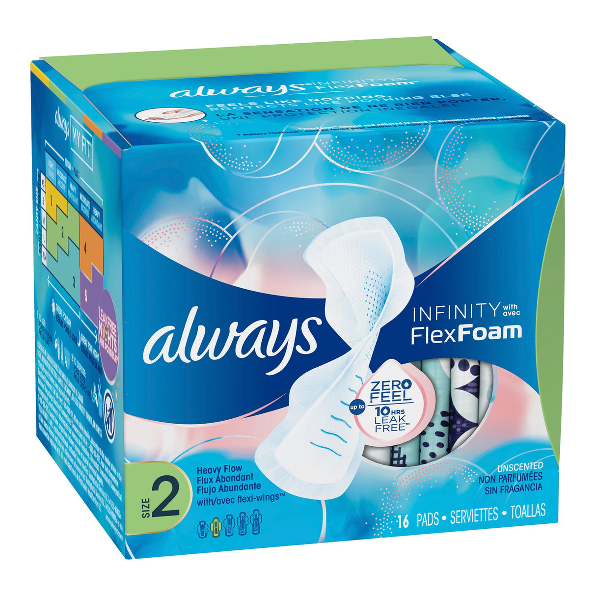 Feminine Pad Always® Infinity with Flex Foam Maxi with Wings Super Absorbency - BeHope