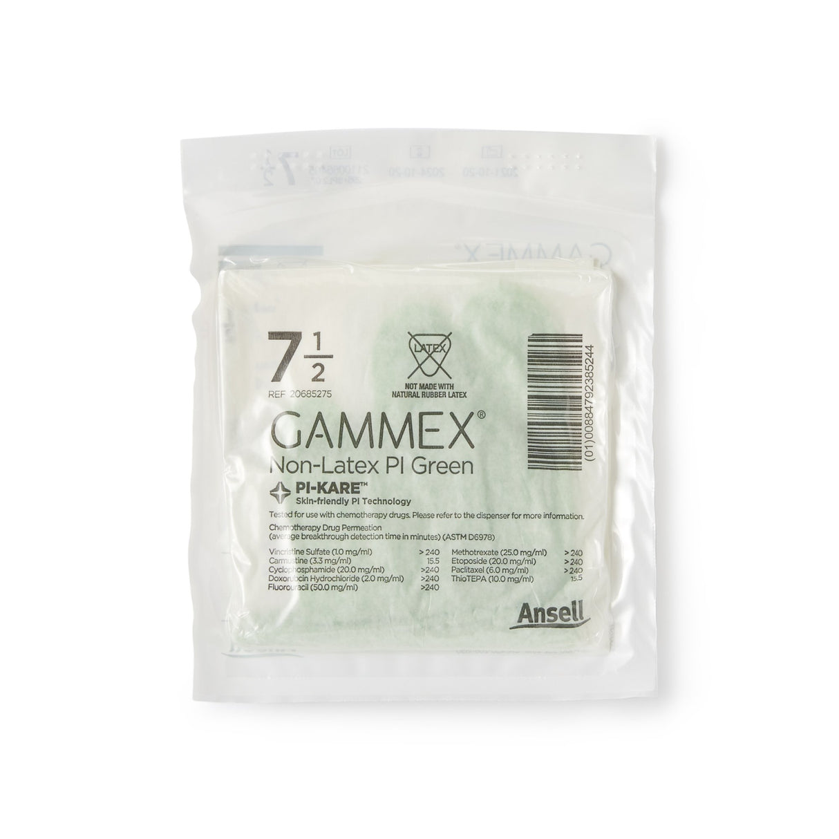 Surgical Glove GAMMEX® Non-Latex PI Green Size 7.5 Sterile Polyisoprene Standard Cuff Length Micro-Textured Light Green Chemo Tested - BeHope