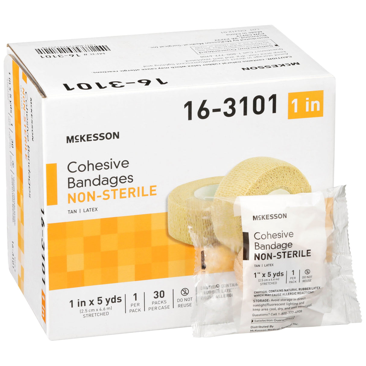 Cohesive Bandage McKesson 1 Inch X 5 Yard Self-adherent Closure Tan NonSterile Standard Compression - BeHope