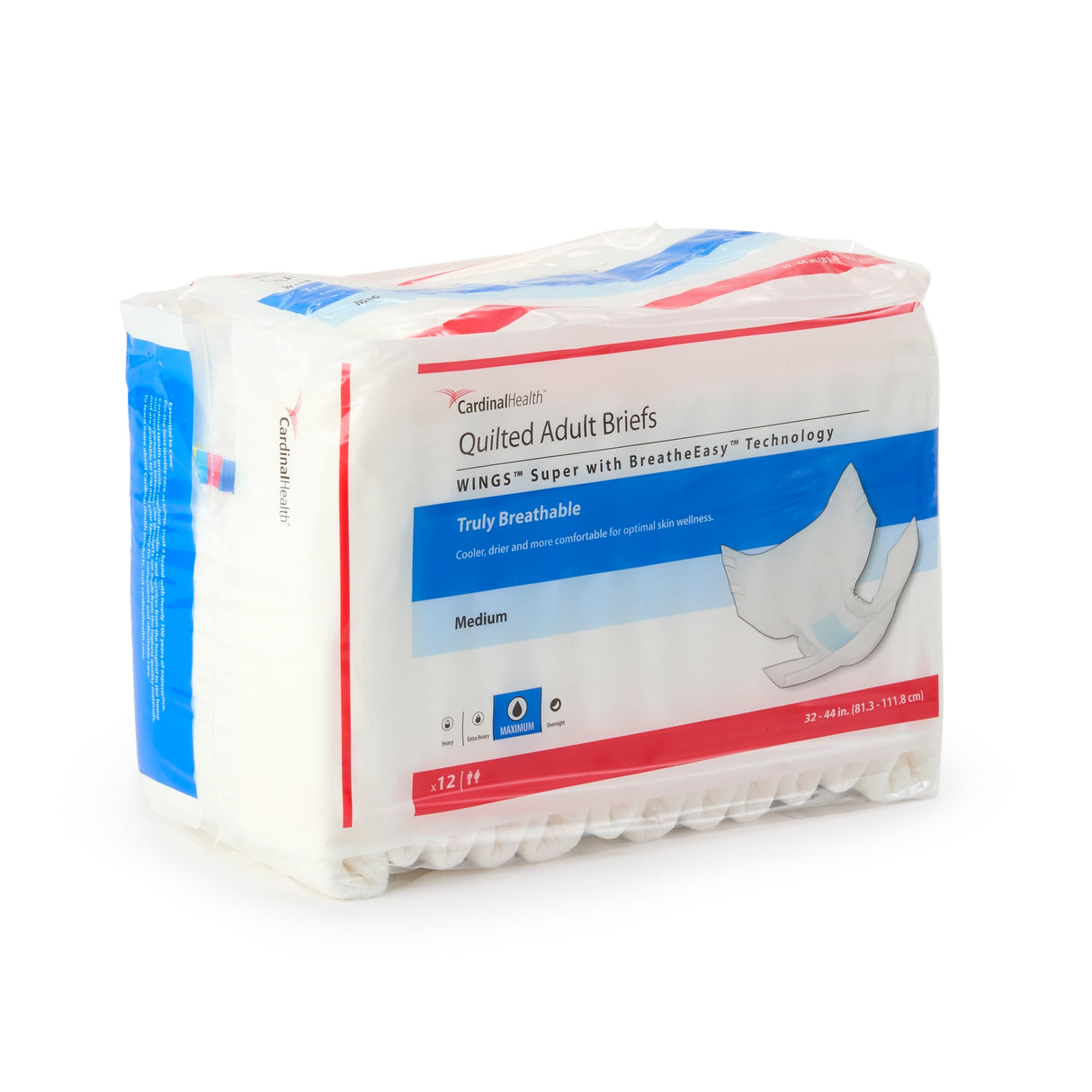 Unisex Adult Incontinence Brief Wings™ Super Quilted Medium Disposable Heavy Absorbency - BeHope