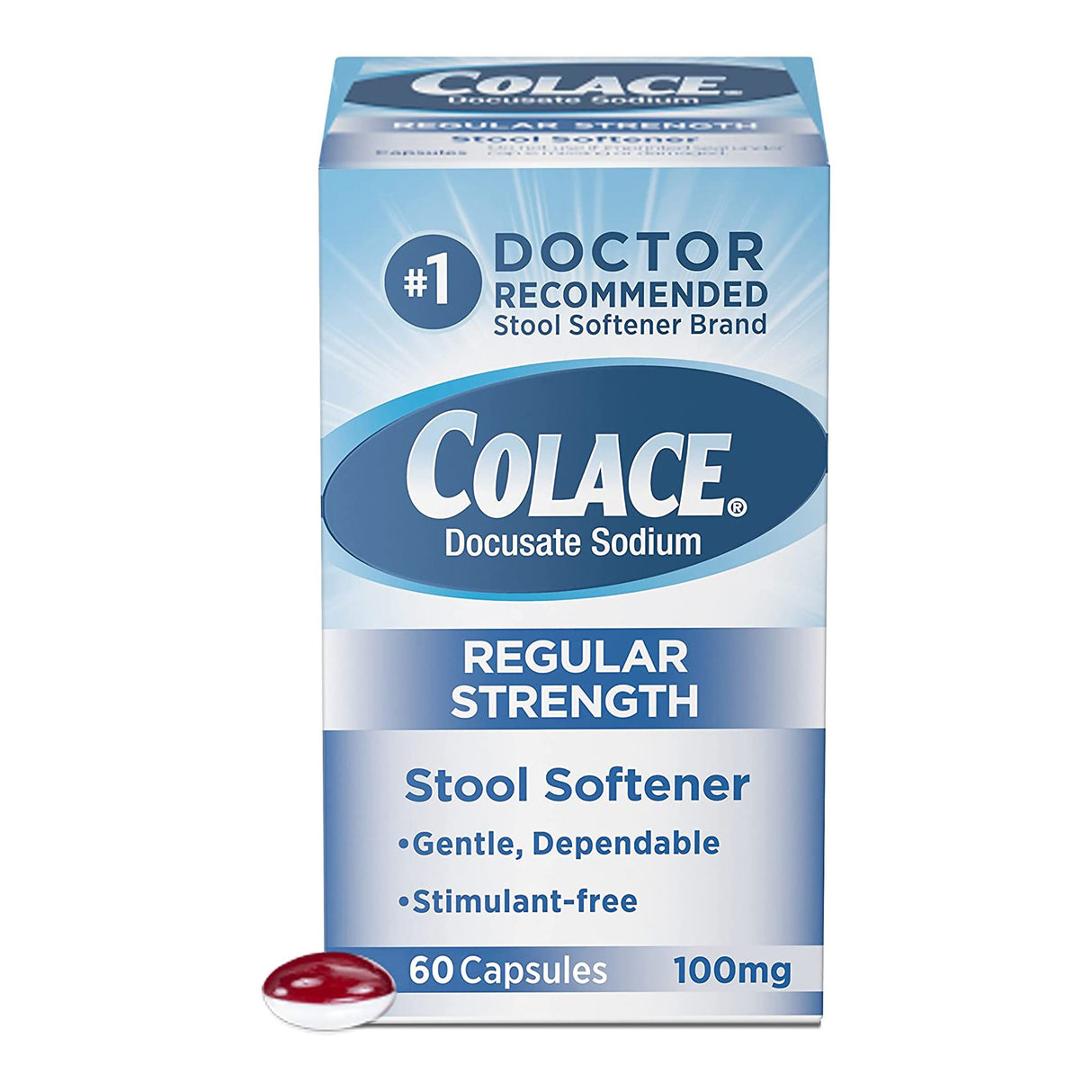 Stool Softener Colace® Capsule 60 per Bottle 100 mg Strength Docusate Sodium - BeHope