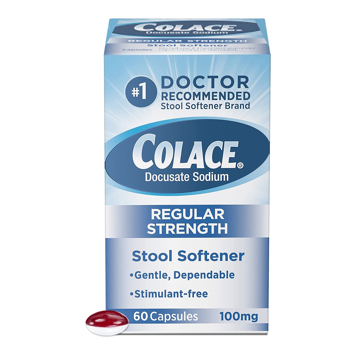 Stool Softener Colace® Capsule 60 per Bottle 100 mg Strength Docusate Sodium - BeHope
