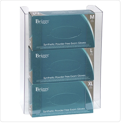 Glove Box Holder Horizontal Mounted 3-Box Capacity Clear 4-1/8 X 11-1/4 X 15-1/2 Inch Plastic - BeHope