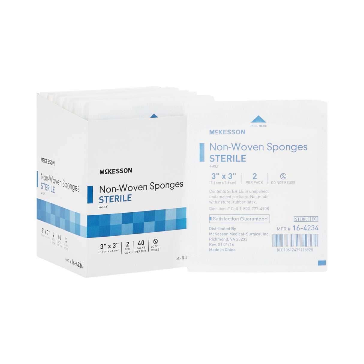 Nonwoven Sponge McKesson 3 X 3 Inch 4-Ply Sterile 2 per Pack - BeHope