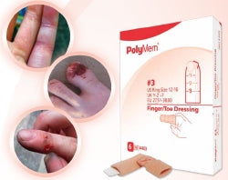 Foam Dressing PolyMem® Finger / Toe 2-1/5 to 2-3/5 Inch Circumference Without Border Film Backing Nonadhesive Finger / Toe Sterile - BeHope
