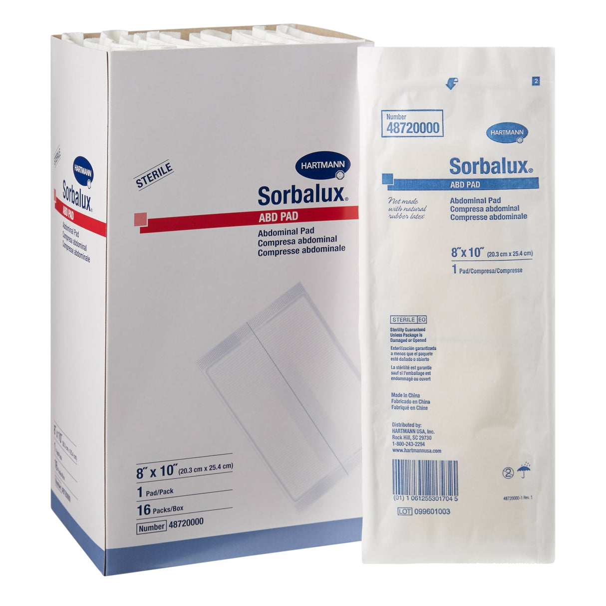 Abdominal Pad Sorbalux® ABD 8 X 10 Inch 1-Ply Sterile 1 per Pouch - BeHope