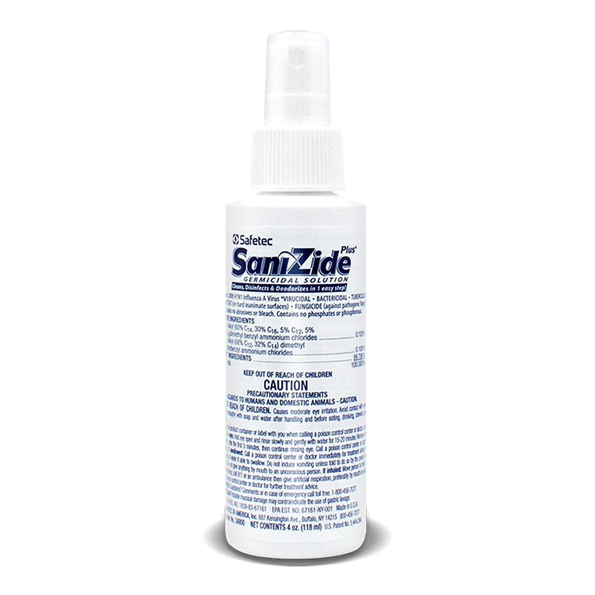 SaniZide Plus® Surface Disinfectant Cleaner Broad Spectrum Pump Spray Liquid 4 oz. Bottle Ammonia Scent NonSterile - BeHope