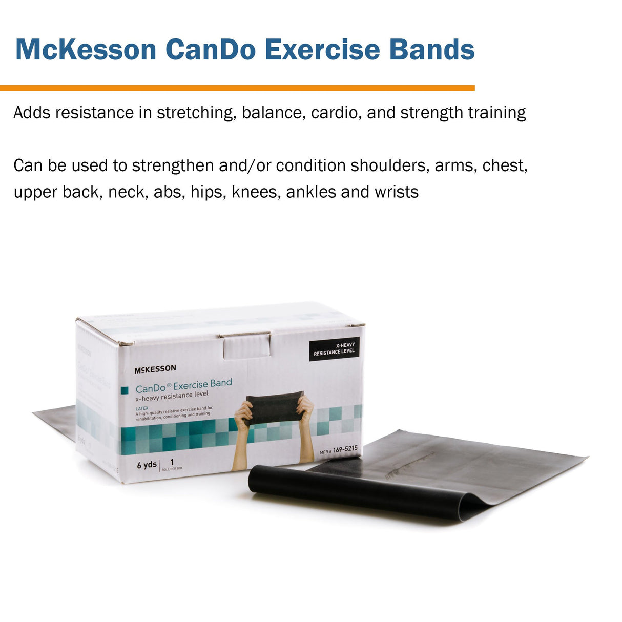 Exercise Resistance Band McKesson CanDo® Black 5 Inch X 6 Yard X-Heavy Resistance - BeHope