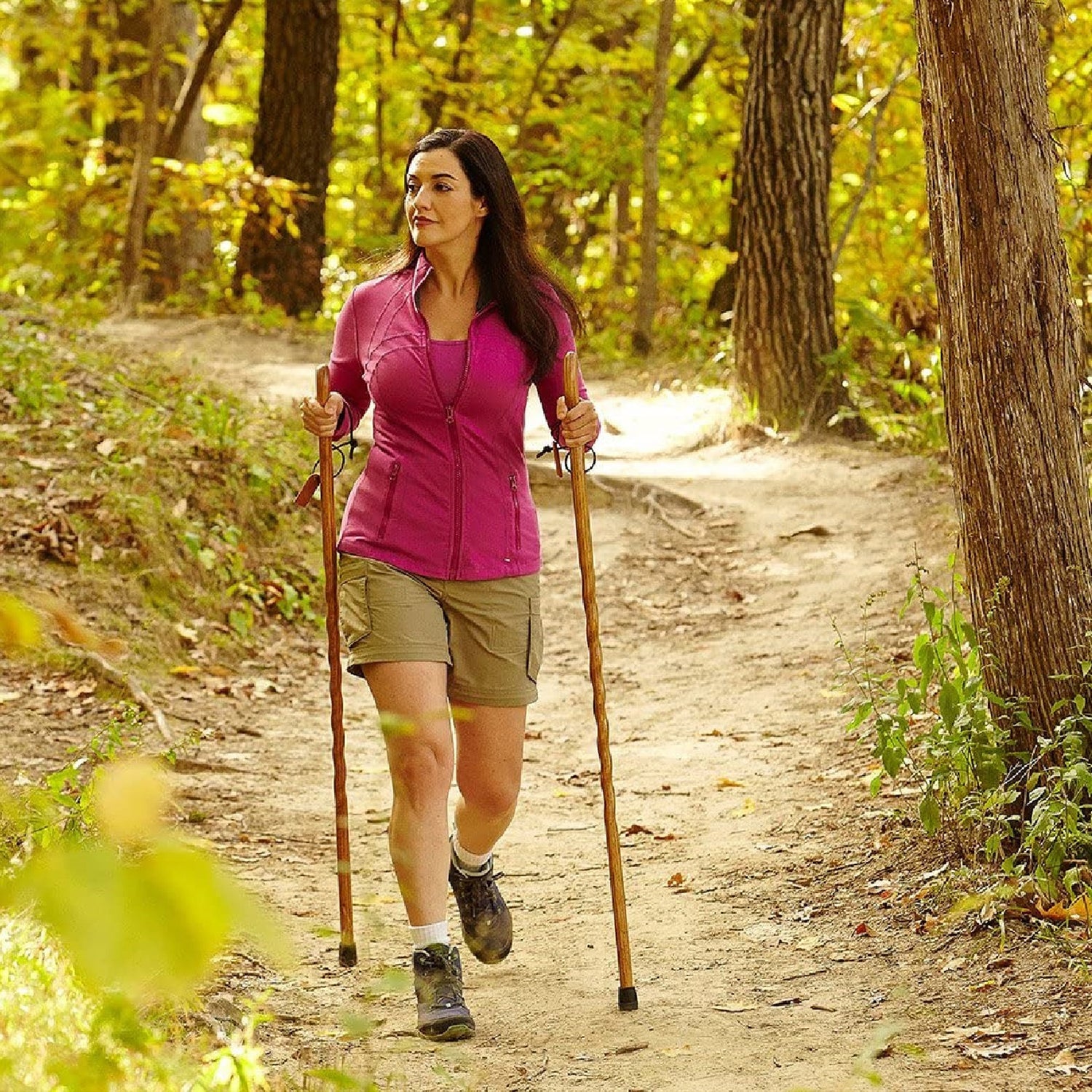 Walking Stick Brazos™ Twisted Fitness Walker Wood 48 Inch Height Red - BeHope