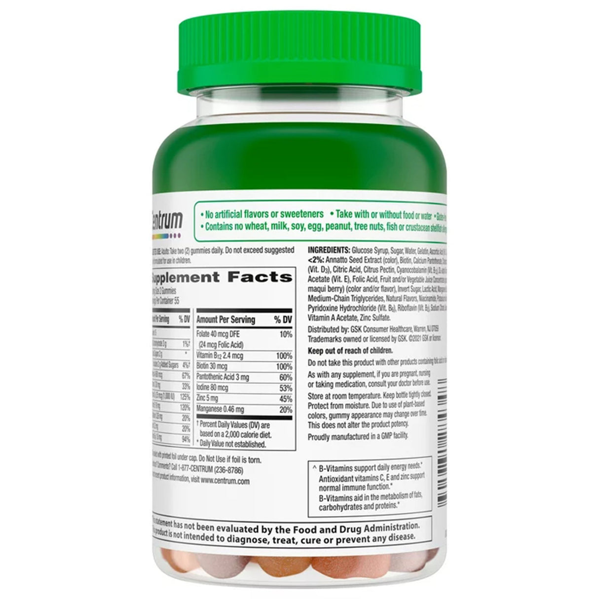 Multivitamin Supplement Centrum® Gummy 110 per Bottle Fruit Flavor - BeHope