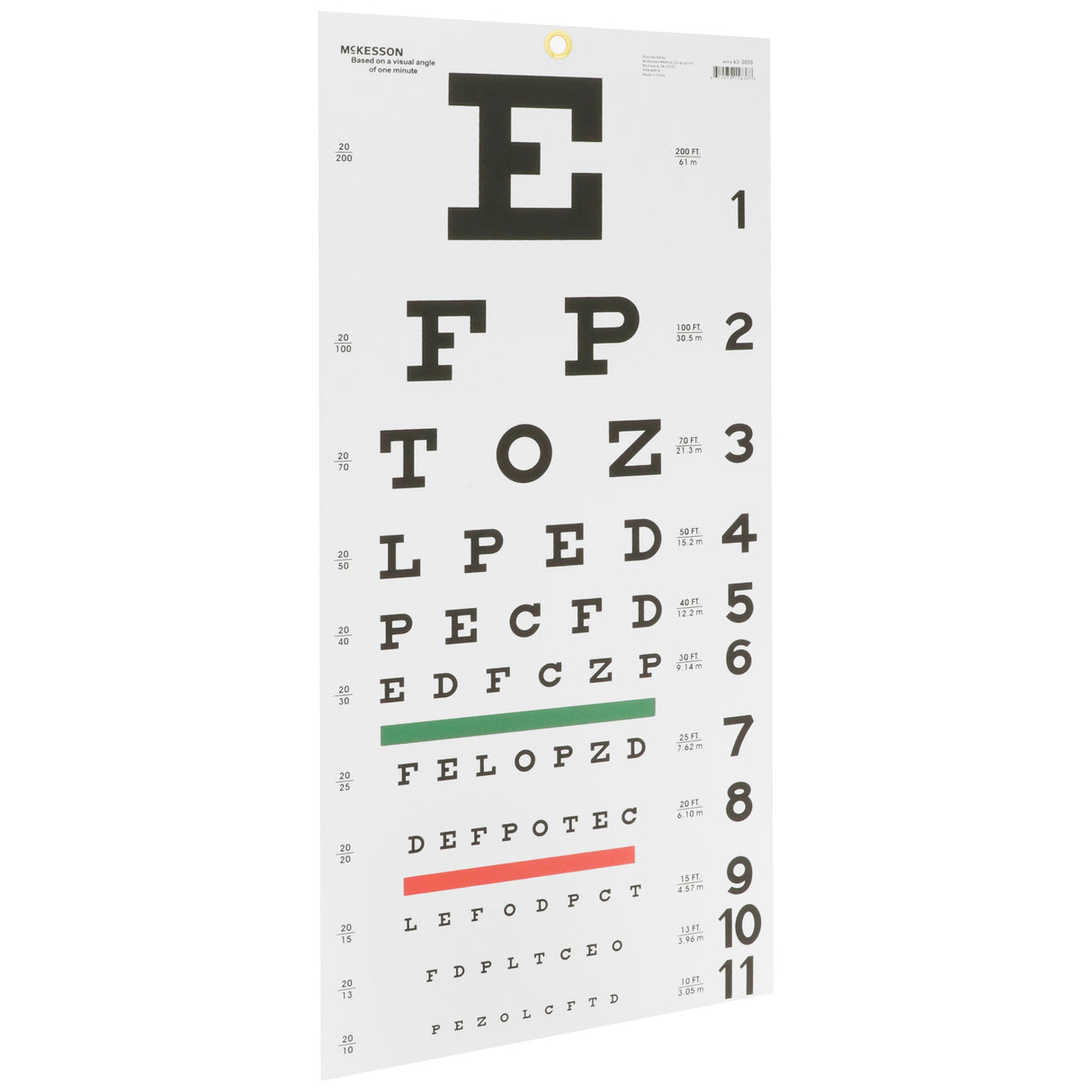 Eye Chart McKesson 20 Foot Distance Acuity Test - BeHope