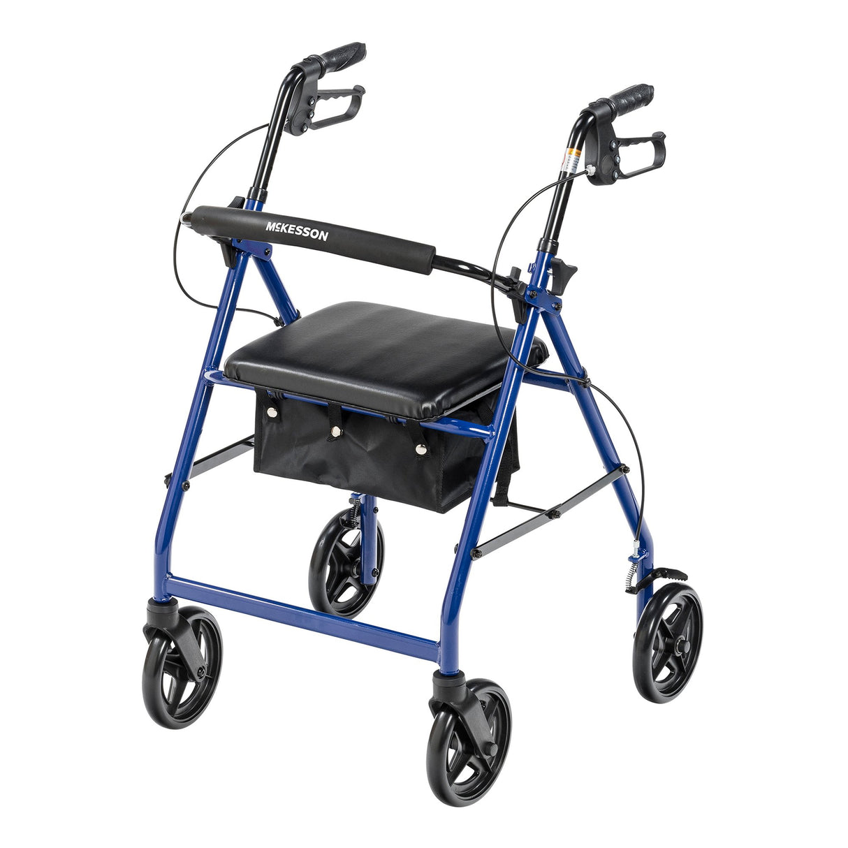 4 Wheel Rollator McKesson Blue Adjustable Height Aluminum Frame - BeHope
