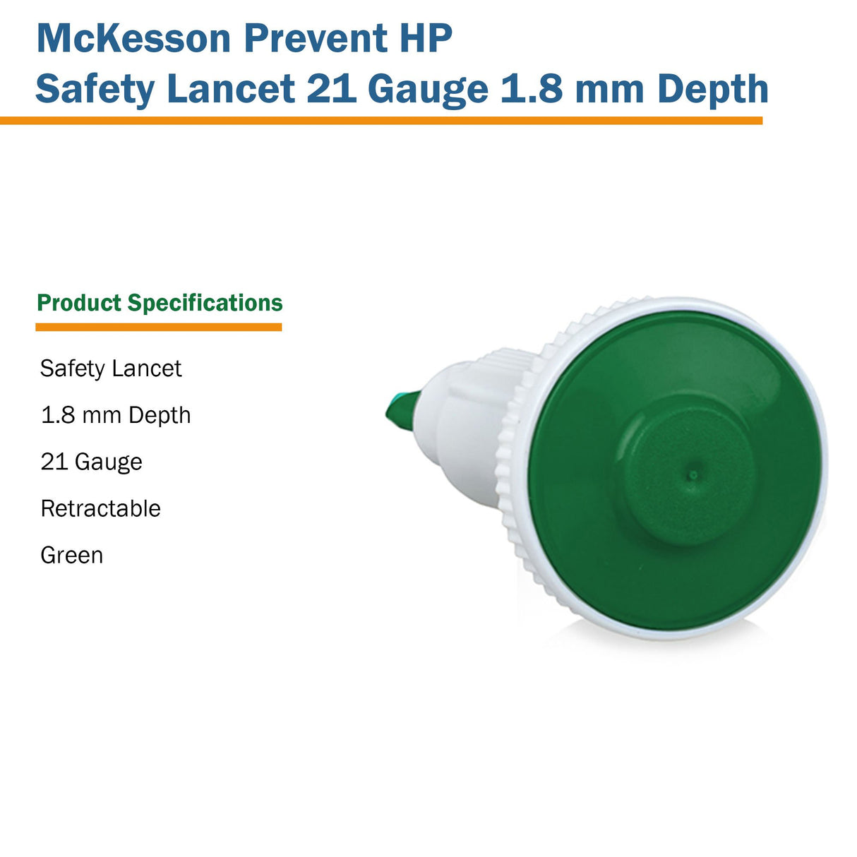 Safety Lancet McKesson Prevent® HP 21 Gauge Retractable Push Button Activation Finger - BeHope