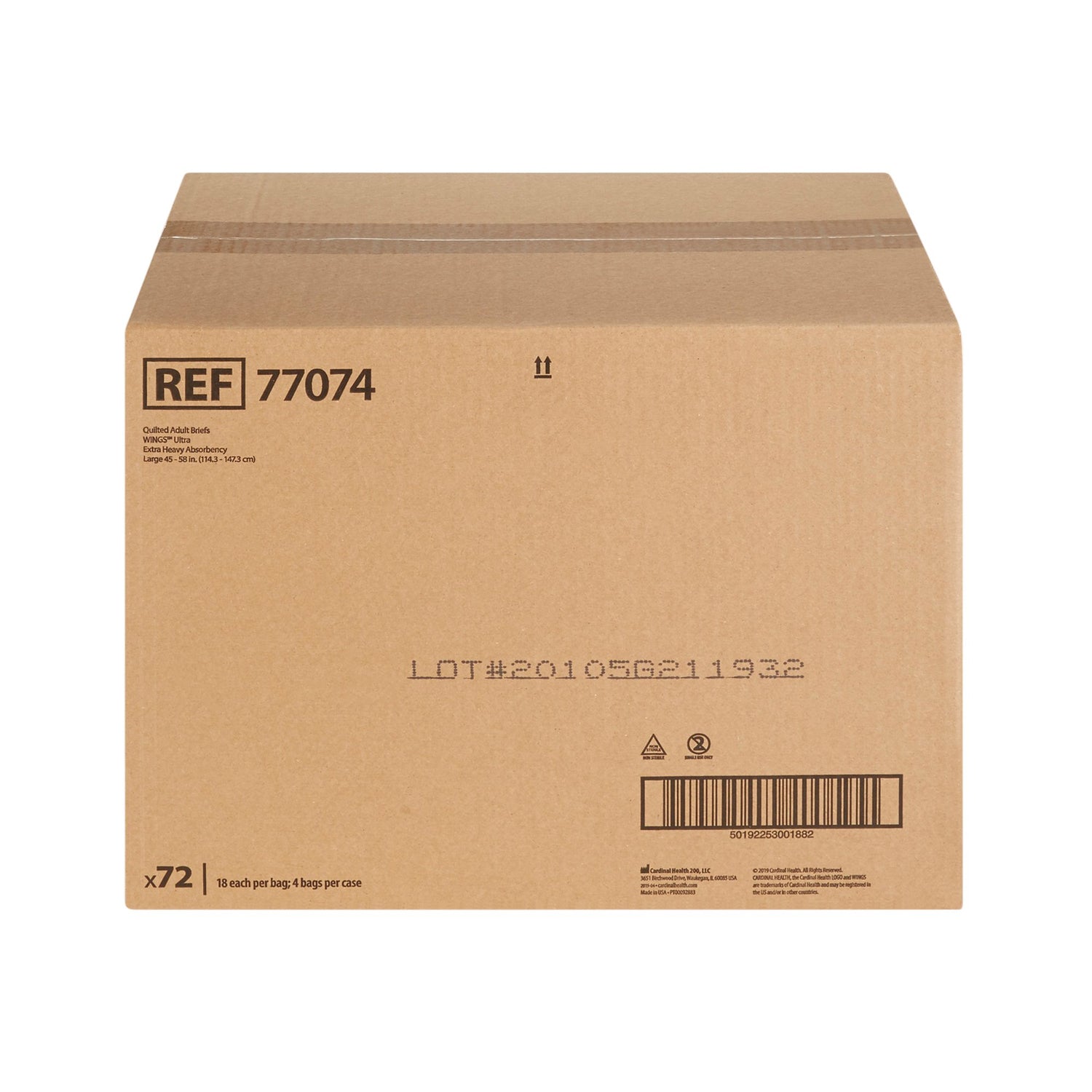 Unisex Adult Incontinence Brief Wings™ Ultra Large Disposable Heavy Absorbency - BeHope