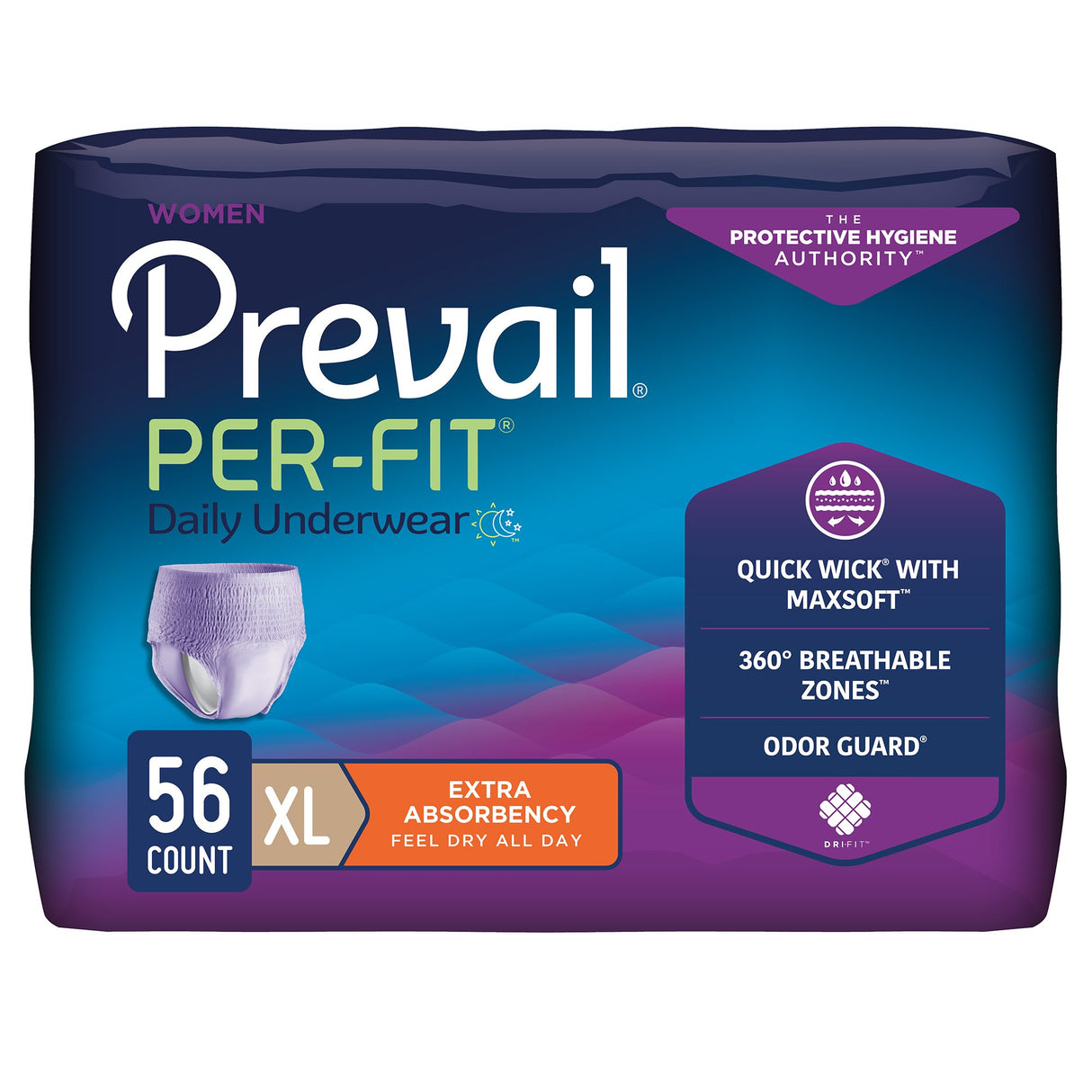 Female Adult Absorbent Underwear Prevail® Per-Fit® Pull On with Tear Away Seams X-Large Disposable Moderate Absorbency - BeHope
