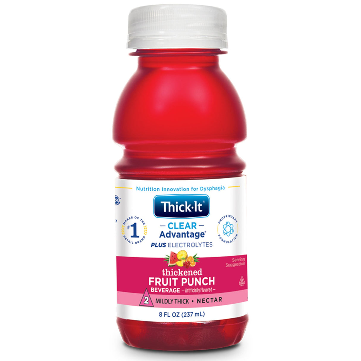 Thickened Beverage Thick-It® Clear Advantage® Plus Electrolytes 8 oz. Bottle Fruit Punch Flavor Liquid IDDSI Level 2 Mildly Thick - BeHope