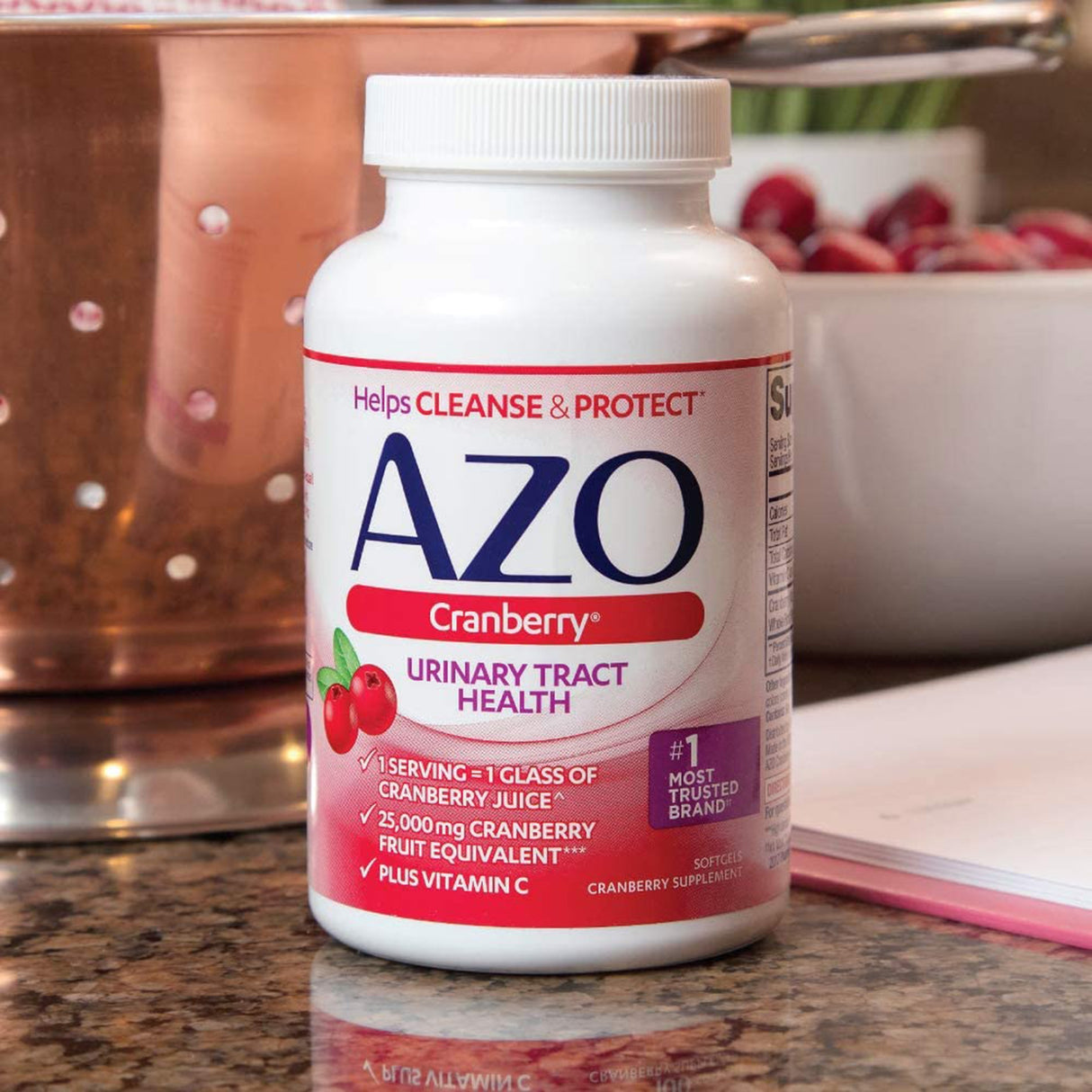 Urinary Tract Health Dietary Supplement AZO® Vitamin C (as ascorbic acid) / Cranberry (Vaccinium macrocarpon) Whole Fruit Powder 120 mg - 500 mg Strength Softgel 100 per Bottle - BeHope