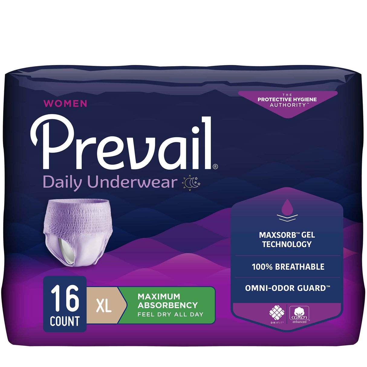 Female Adult Absorbent Underwear Prevail® Daily Underwear Pull On with Tear Away Seams X-Large Disposable Heavy Absorbency - BeHope