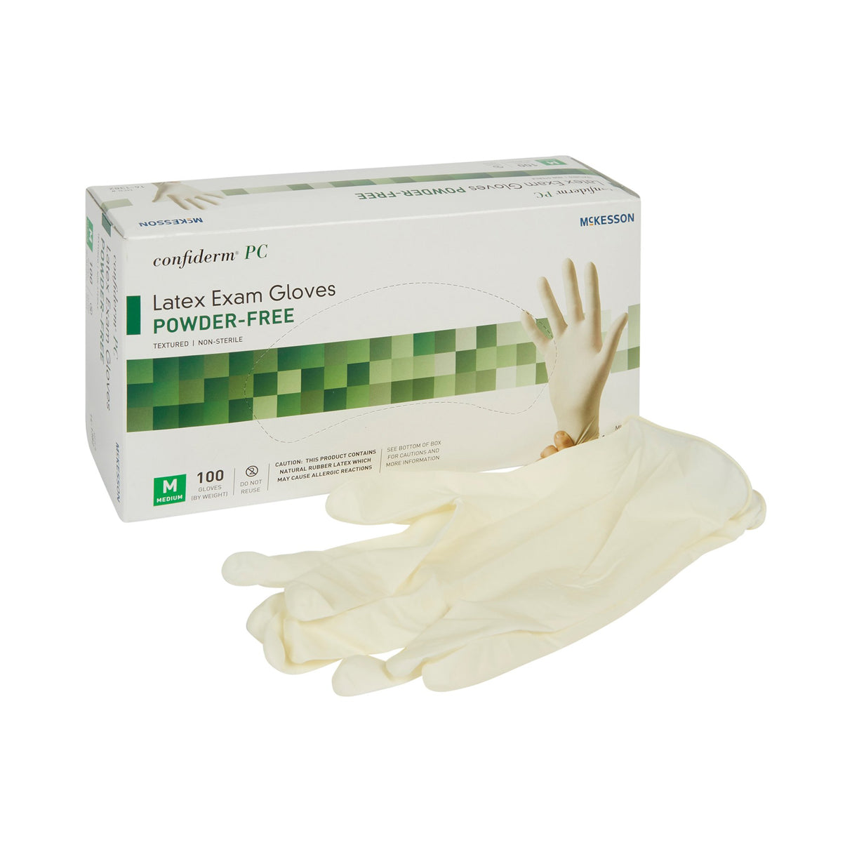 Exam Glove McKesson Confiderm® Medium NonSterile Latex Standard Cuff Length Fully Textured Ivory Not Rated - BeHope